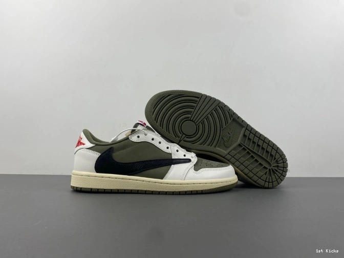 1st Kicks AIR OLIVE 1 OG DM7866-200 LOW X TRAVIS MEDIUM JORDAN SCOTT 0705